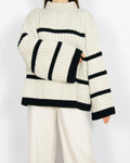 Wełniany sweter oversize w czarne paski H&M - S/M