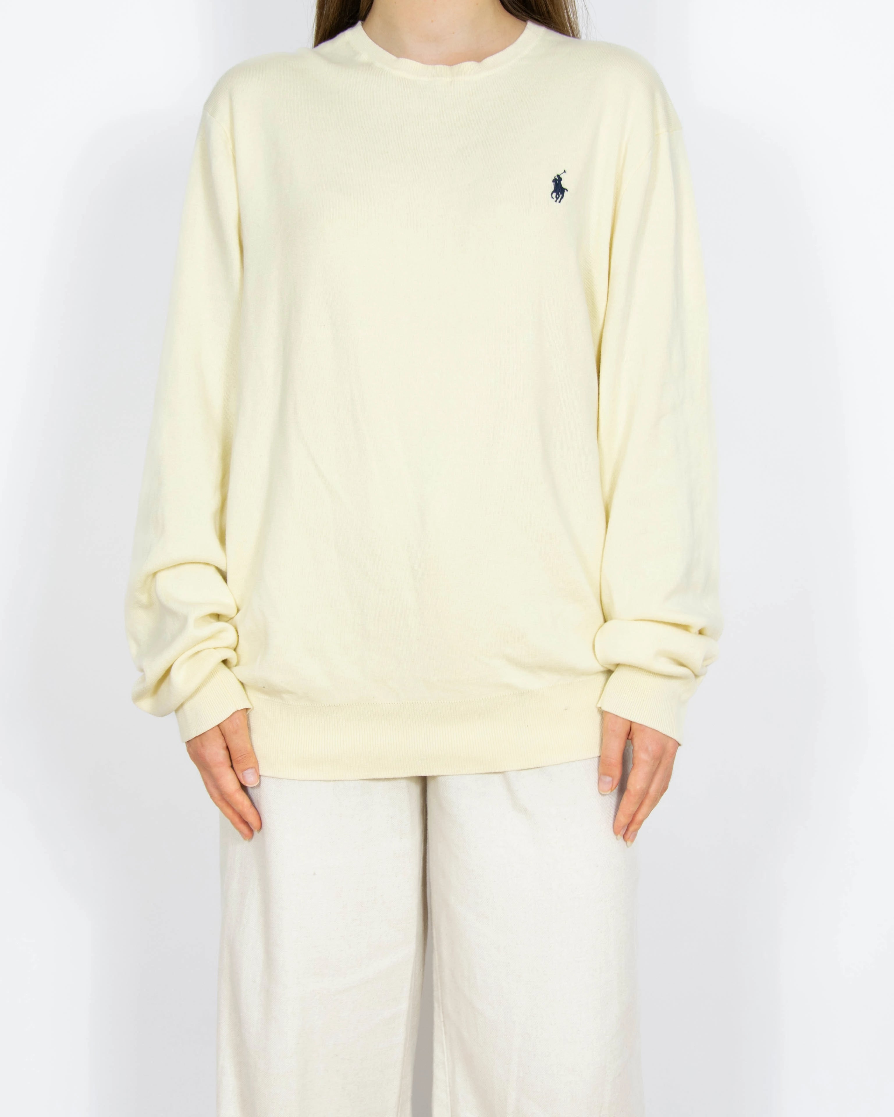 Kremowy bawełniany (pima) sweter Ralph Lauren - XL
