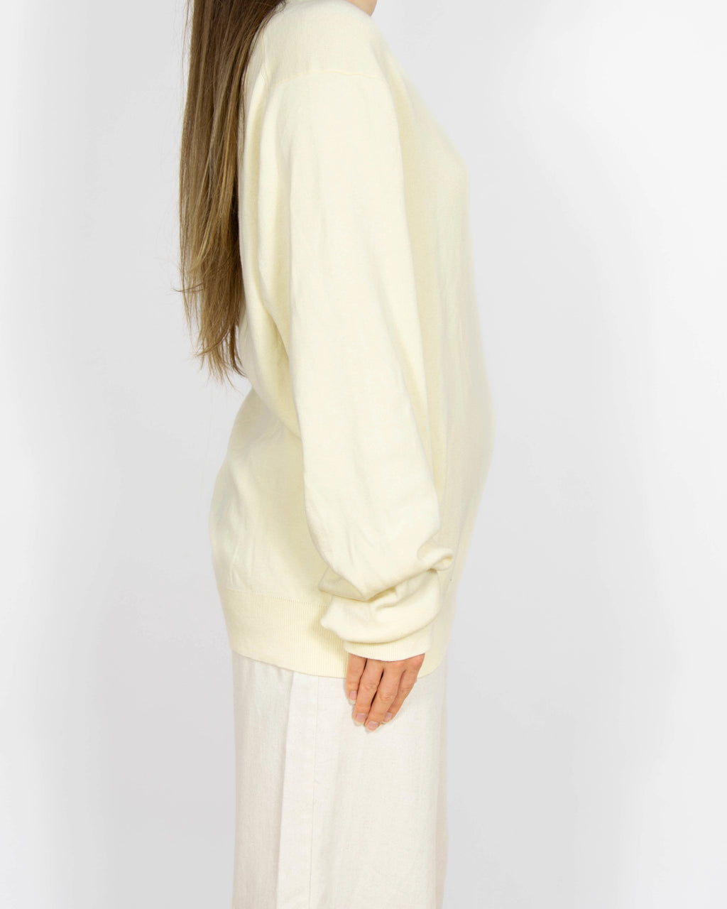 Kremowy bawełniany (pima) sweter Ralph Lauren - XL