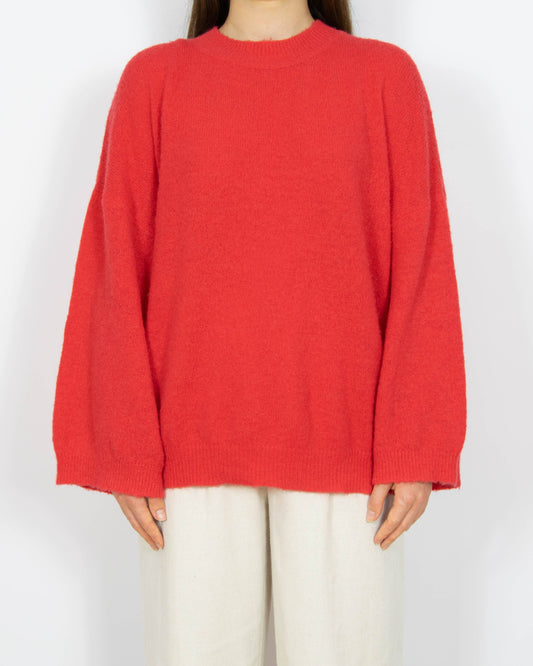 Malinowy wełniany (wełna + moher) sweter MSCH Copenhagen - S/M