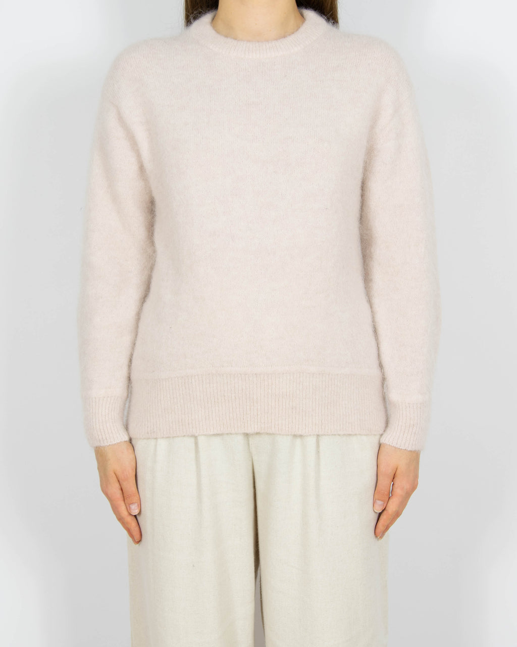 Pudrowy wełniany (alpaka + wełna) sweter Donna - XS/S