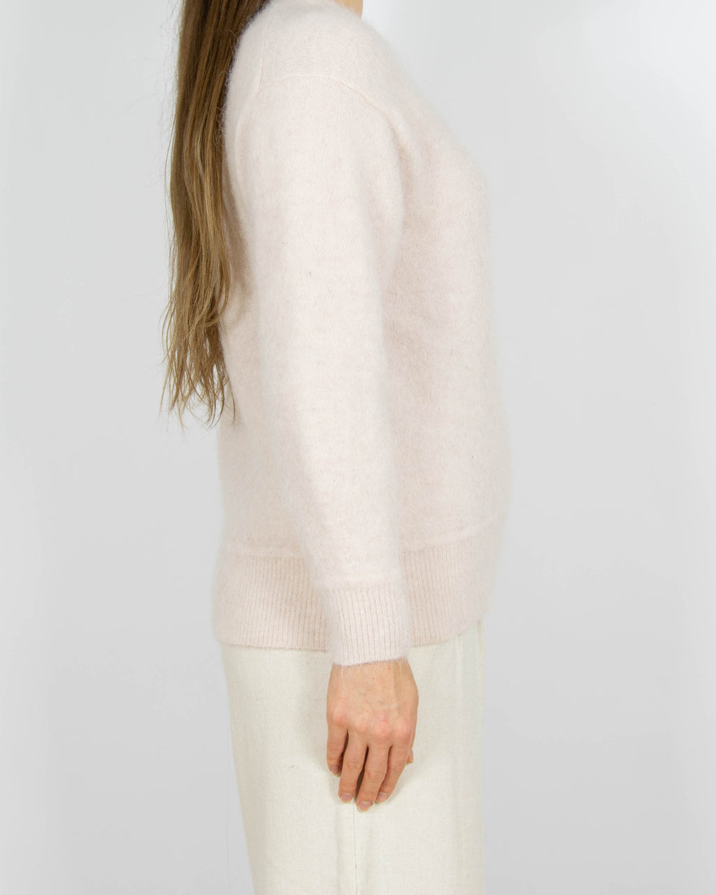 Pudrowy wełniany (alpaka + wełna) sweter Donna - XS/S