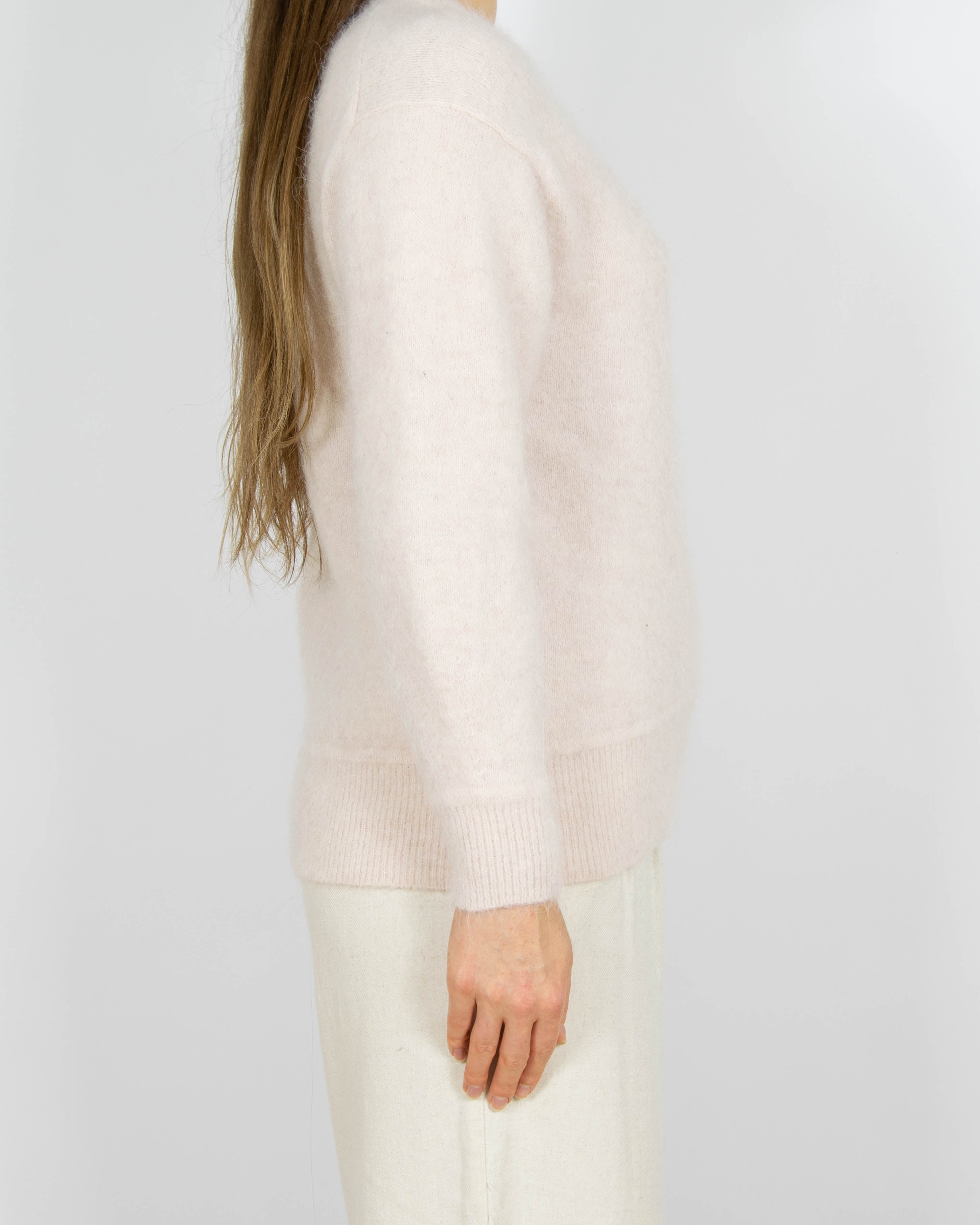 Pudrowy wełniany (alpaka + wełna) sweter Donna - XS/S