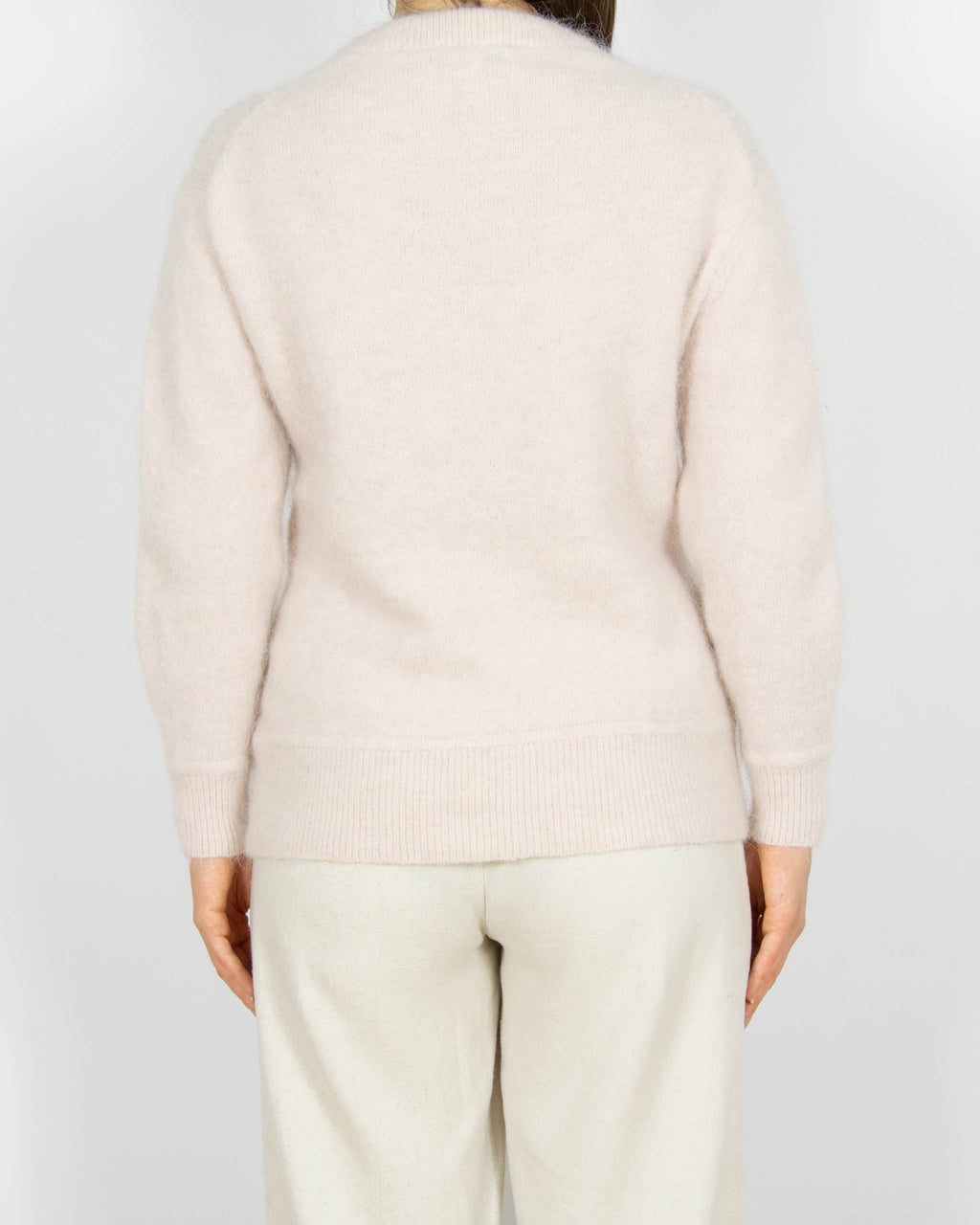 Pudrowy wełniany (alpaka + wełna) sweter Donna - XS/S