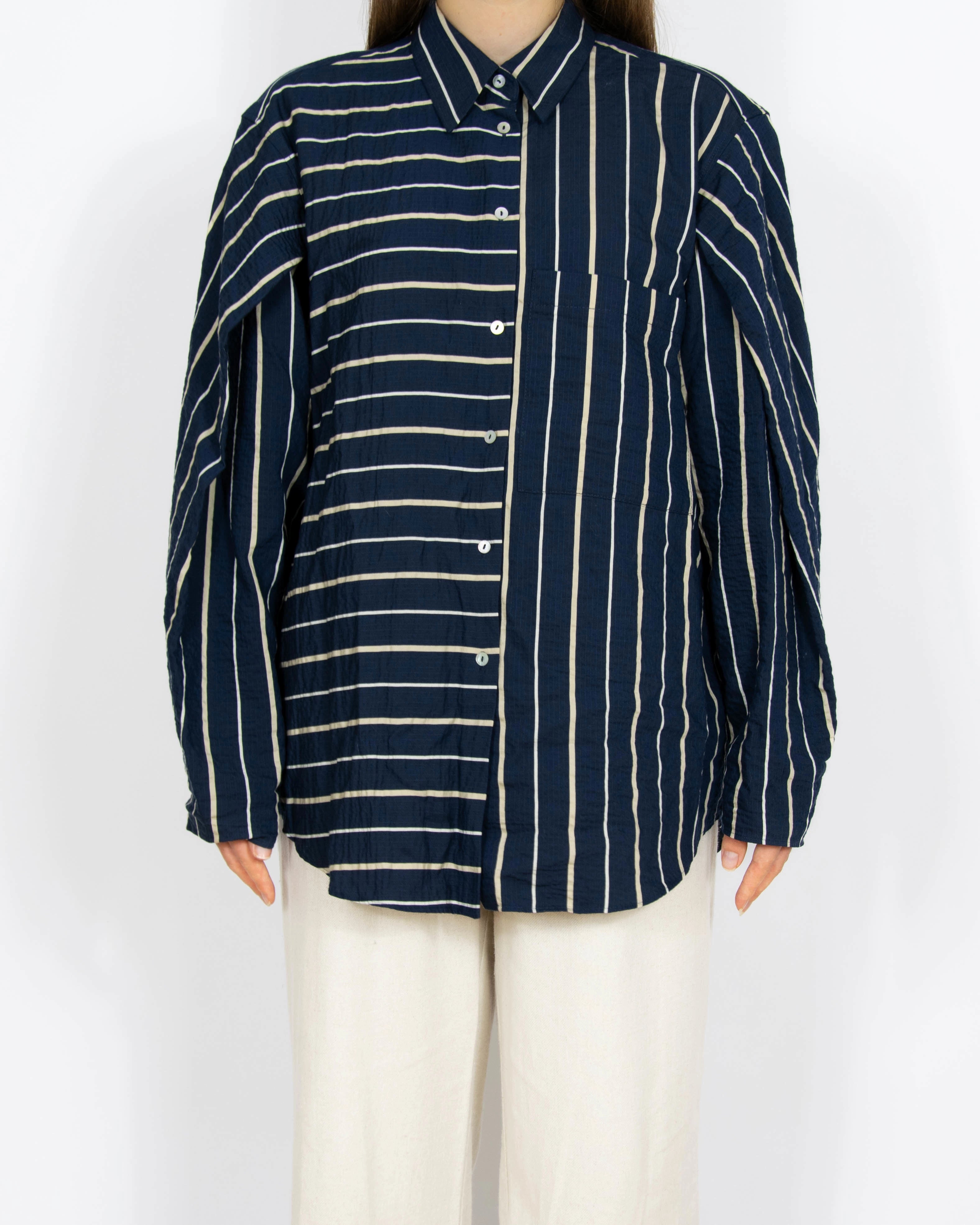 Granatowa koszula (lyocell) w paski Massimo Dutti