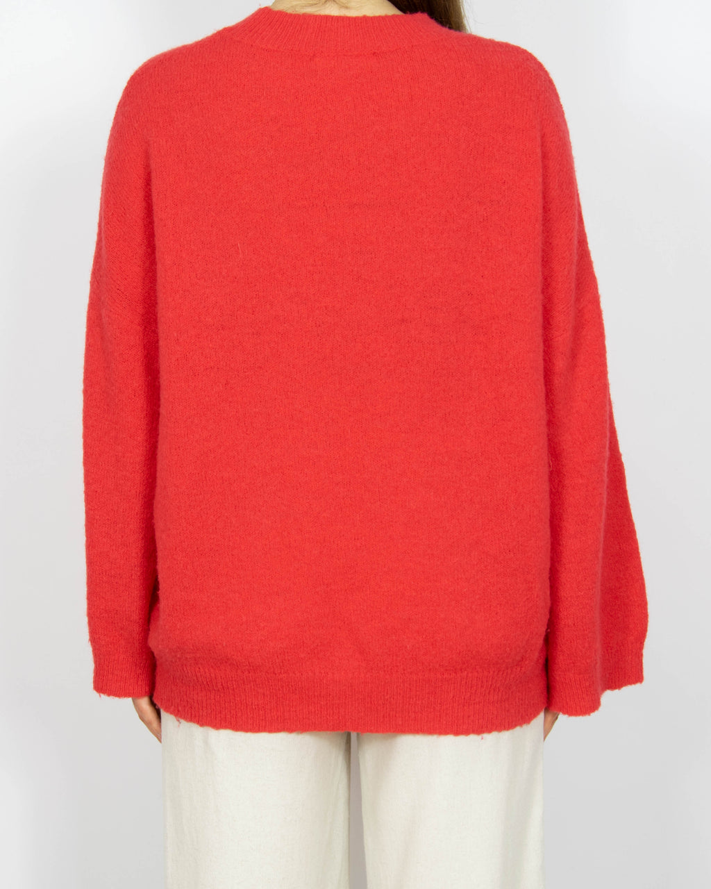 Malinowy wełniany (wełna + moher) sweter MSCH Copenhagen - S/M