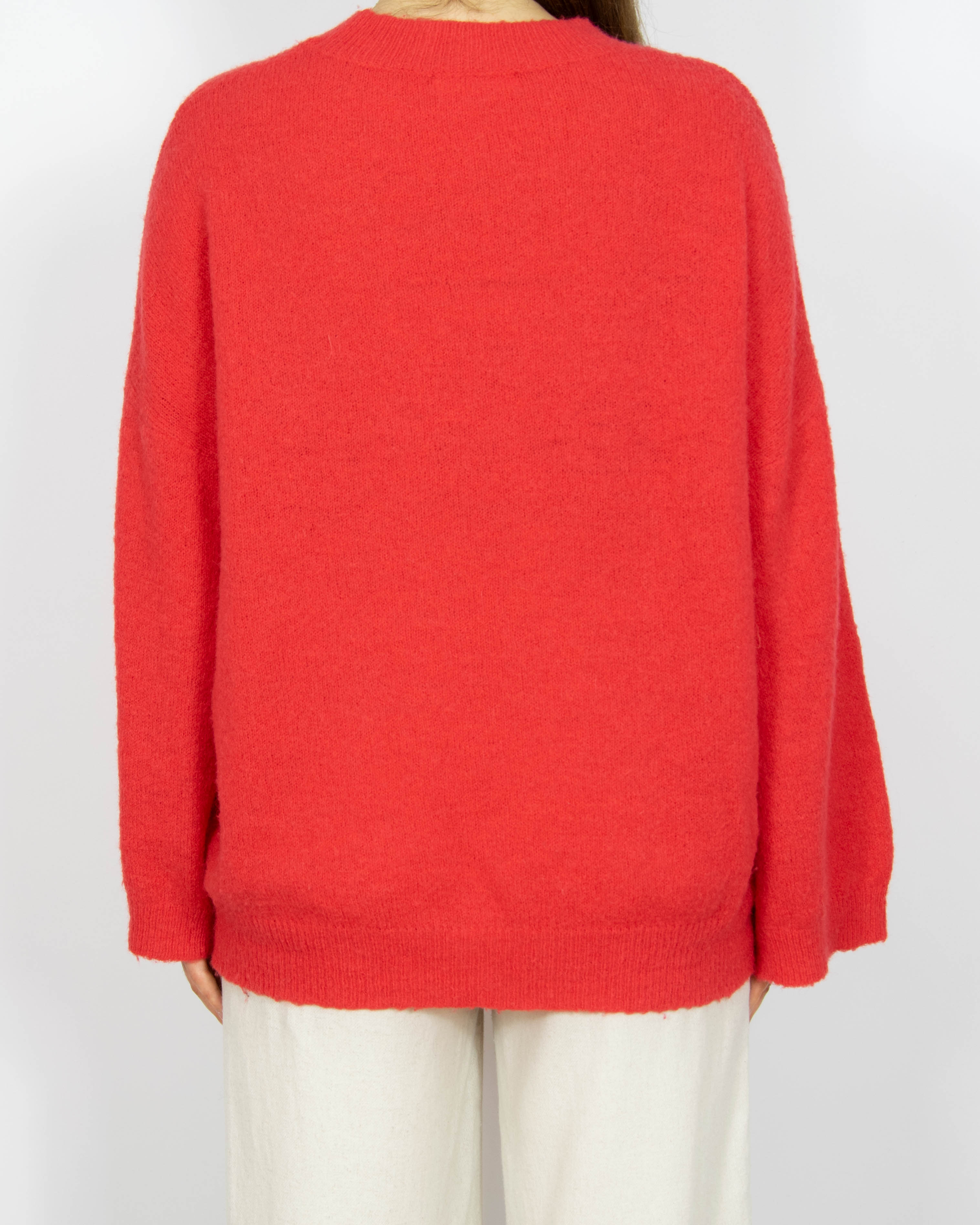 Malinowy wełniany (wełna + moher) sweter MSCH Copenhagen - S/M