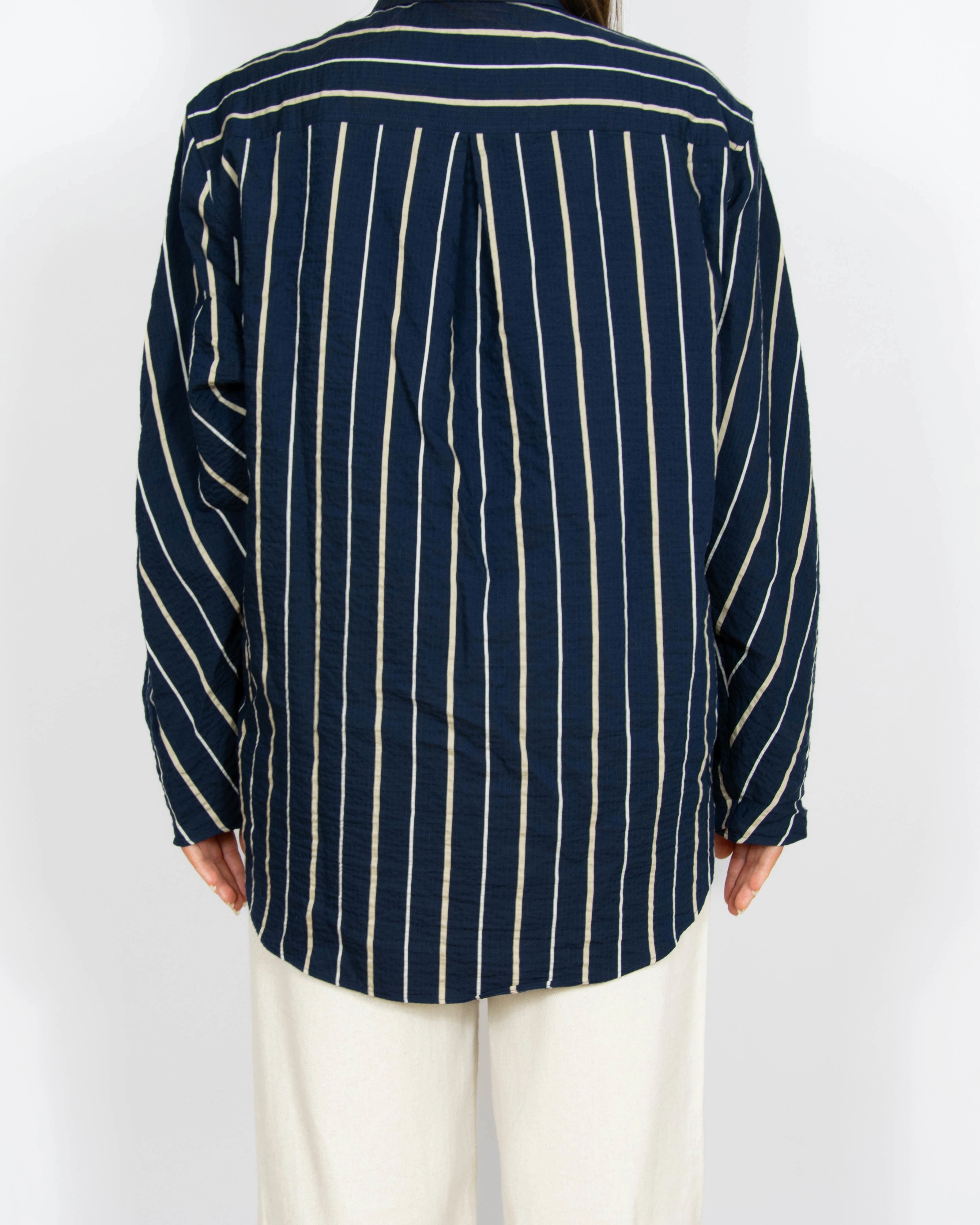 Granatowa koszula (lyocell) w paski Massimo Dutti - M