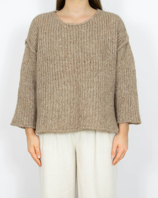 Beżowy wełniany (alpaka superfine + merino) sweter Amercian Vintage