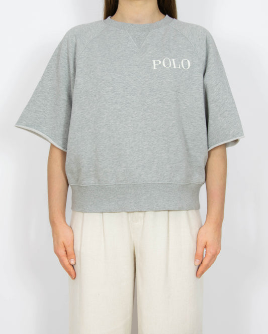Szara bawełniana bluza krótki rękaw Ralph Lauren - M