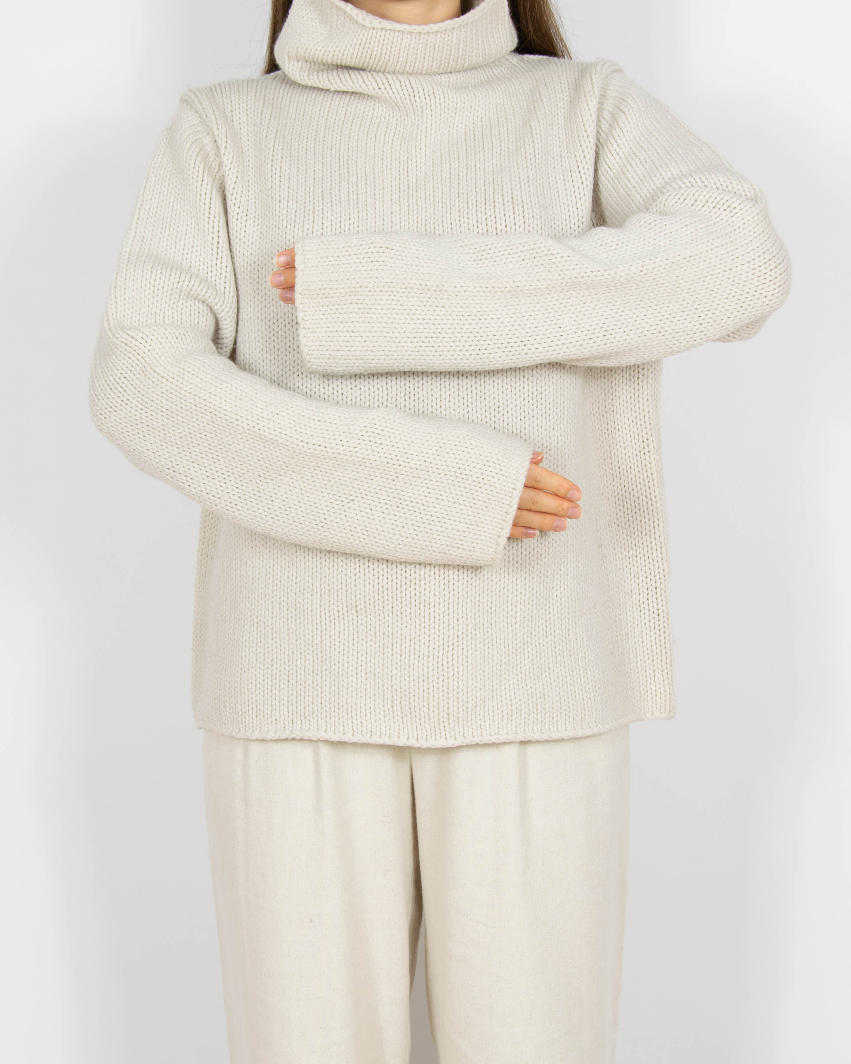 Kremowy wełniany (merino) sweter Marc O'Polo