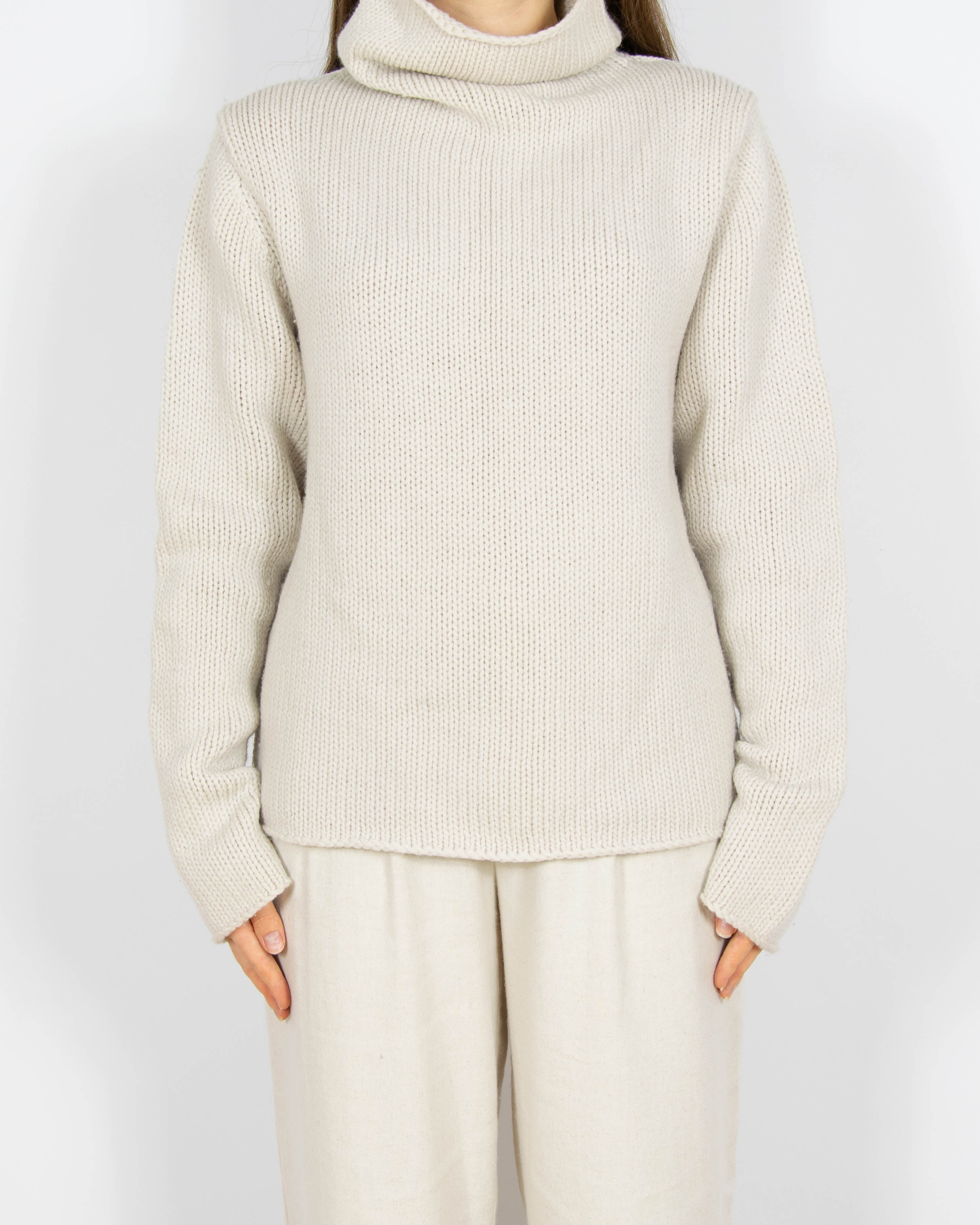 Kremowy wełniany (merino) sweter Marc O'Polo - XL