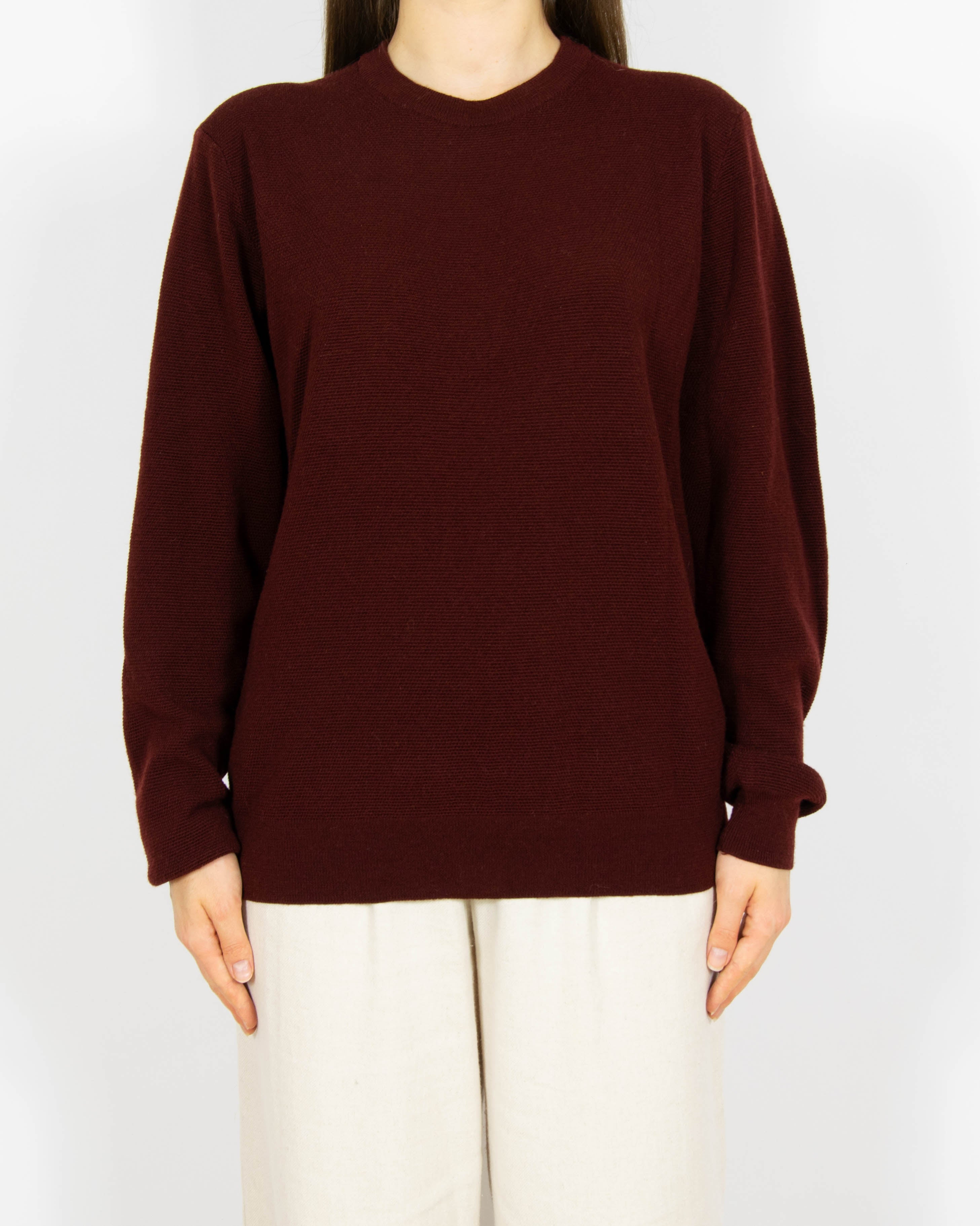 Bordowy wełniany (merino) sweter SAND - M