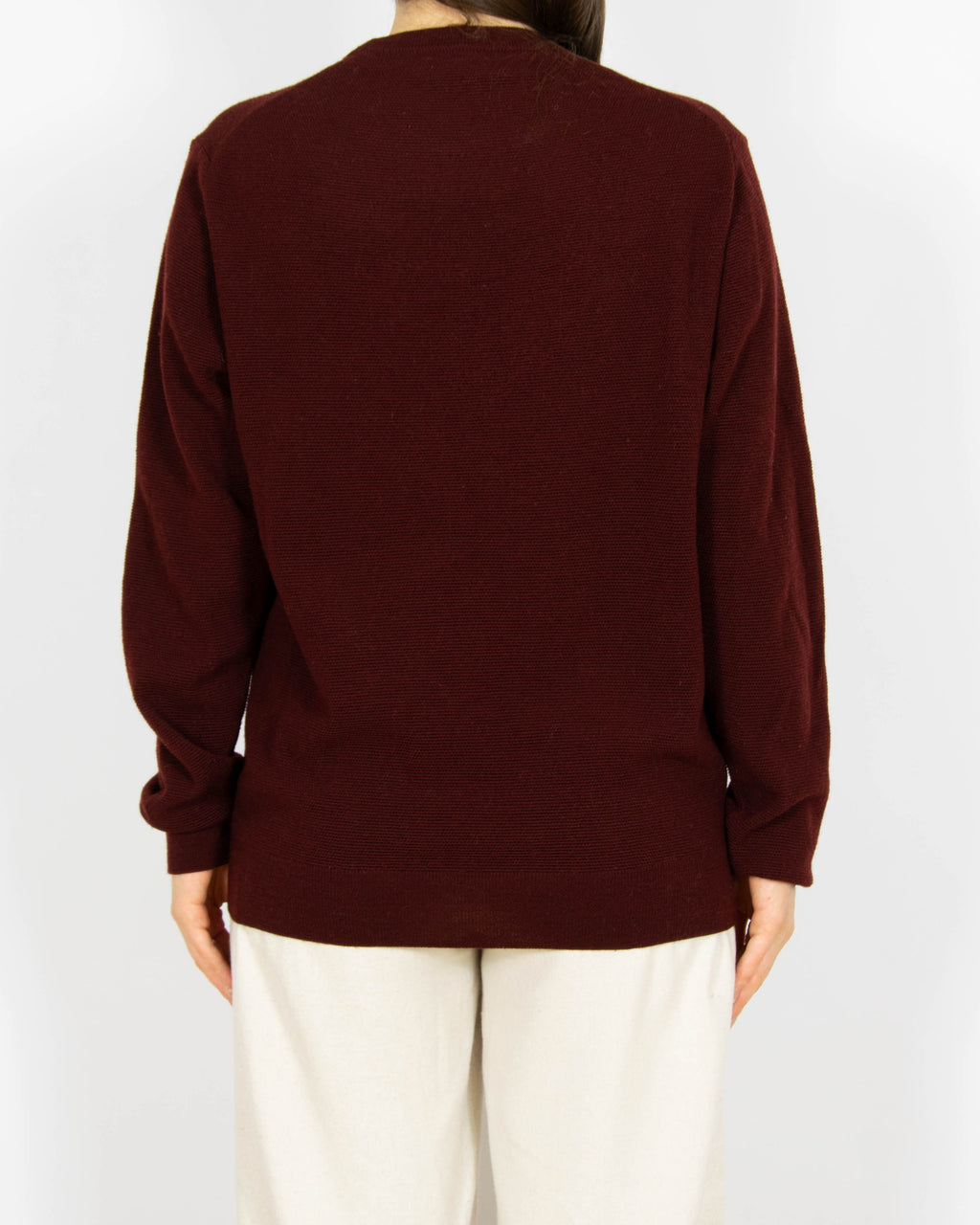 Bordowy wełniany (merino) sweter SAND - M