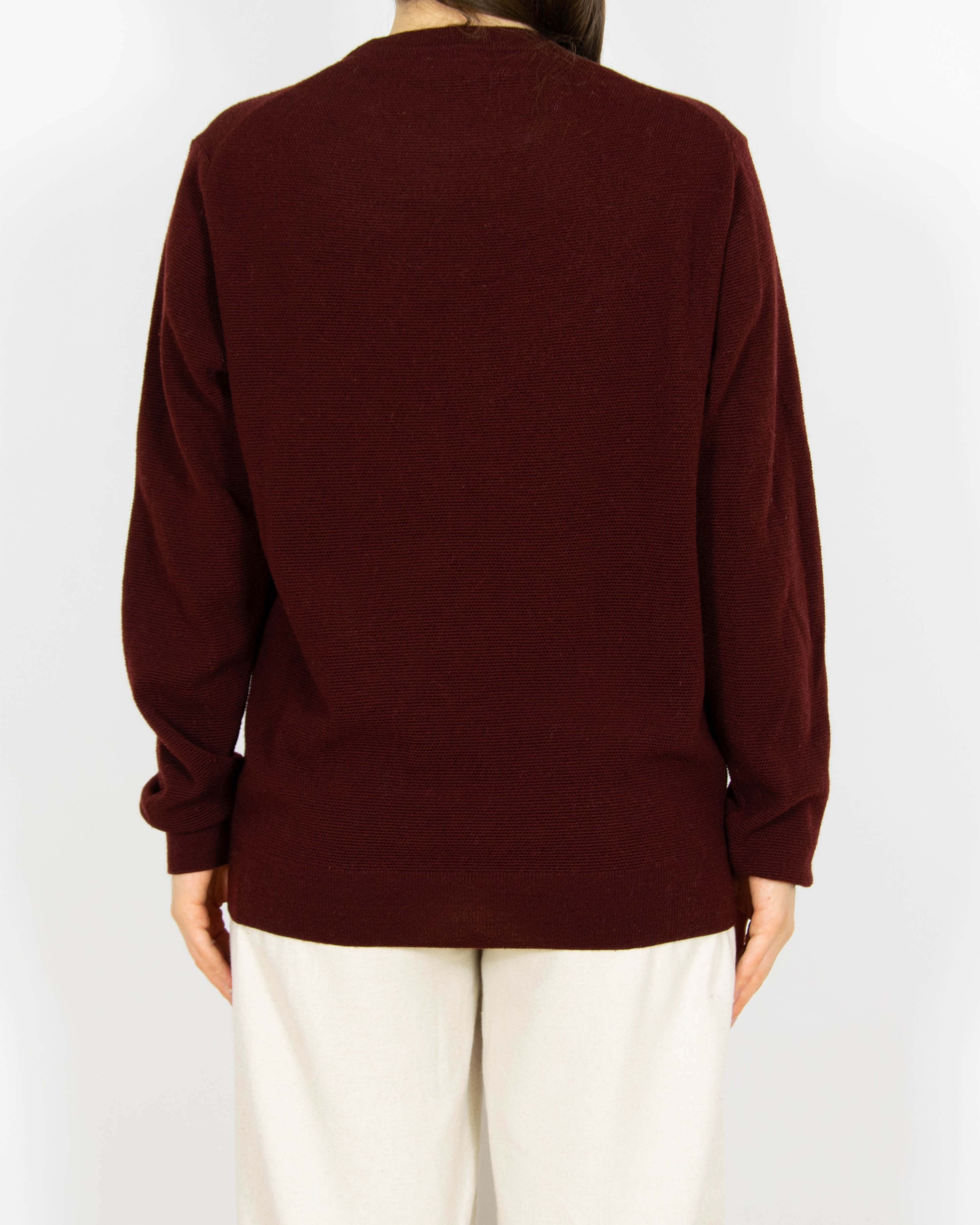 Bordowy wełniany (merino) sweter SAND - M