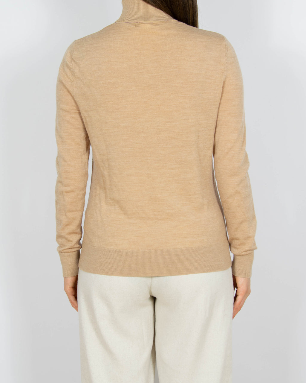 Beżowy wełniany (merino) sweter z golfem H&M - S