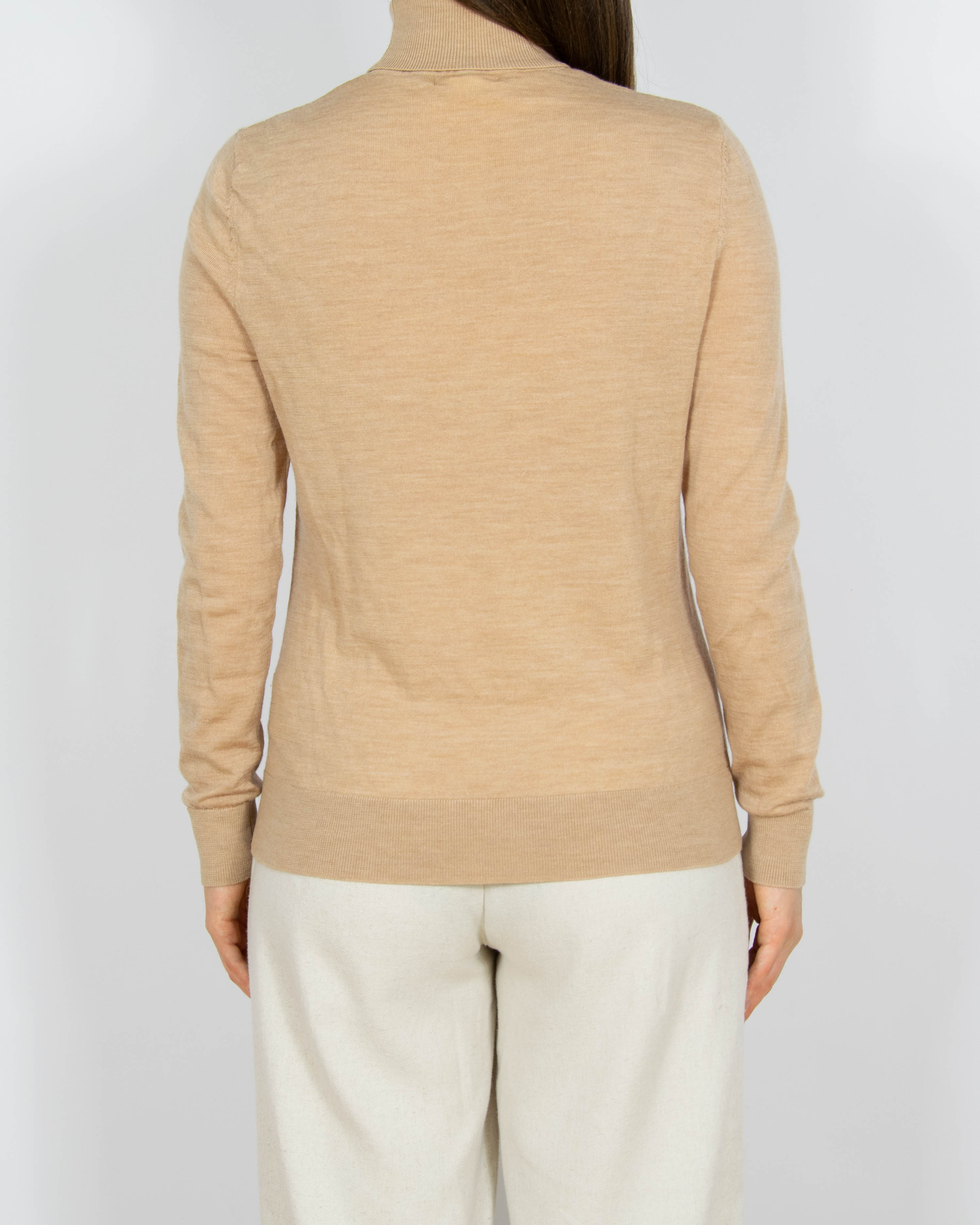 Beżowy wełniany (merino) sweter z golfem H&M - S