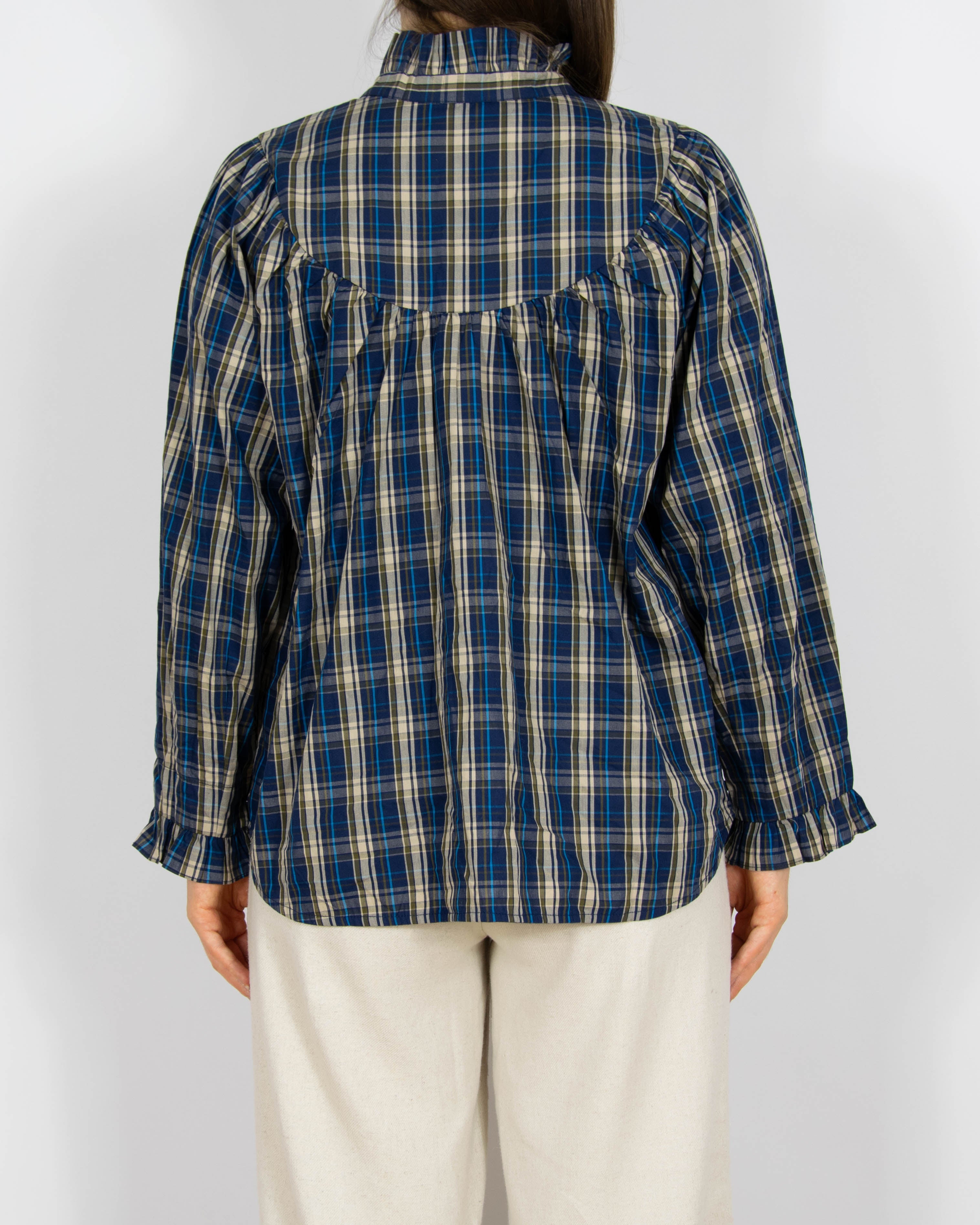 Granatowo beżowa bawełniana (organiczna) koszula w kratę NOA NOA - S/M