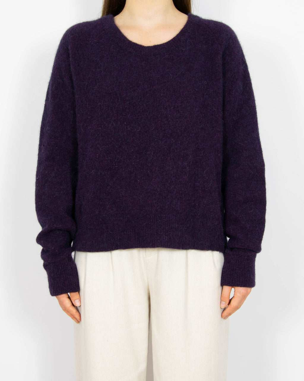 Fioletowy wełniany (alpaka + merino) sweter Samsoe Samsoe - L