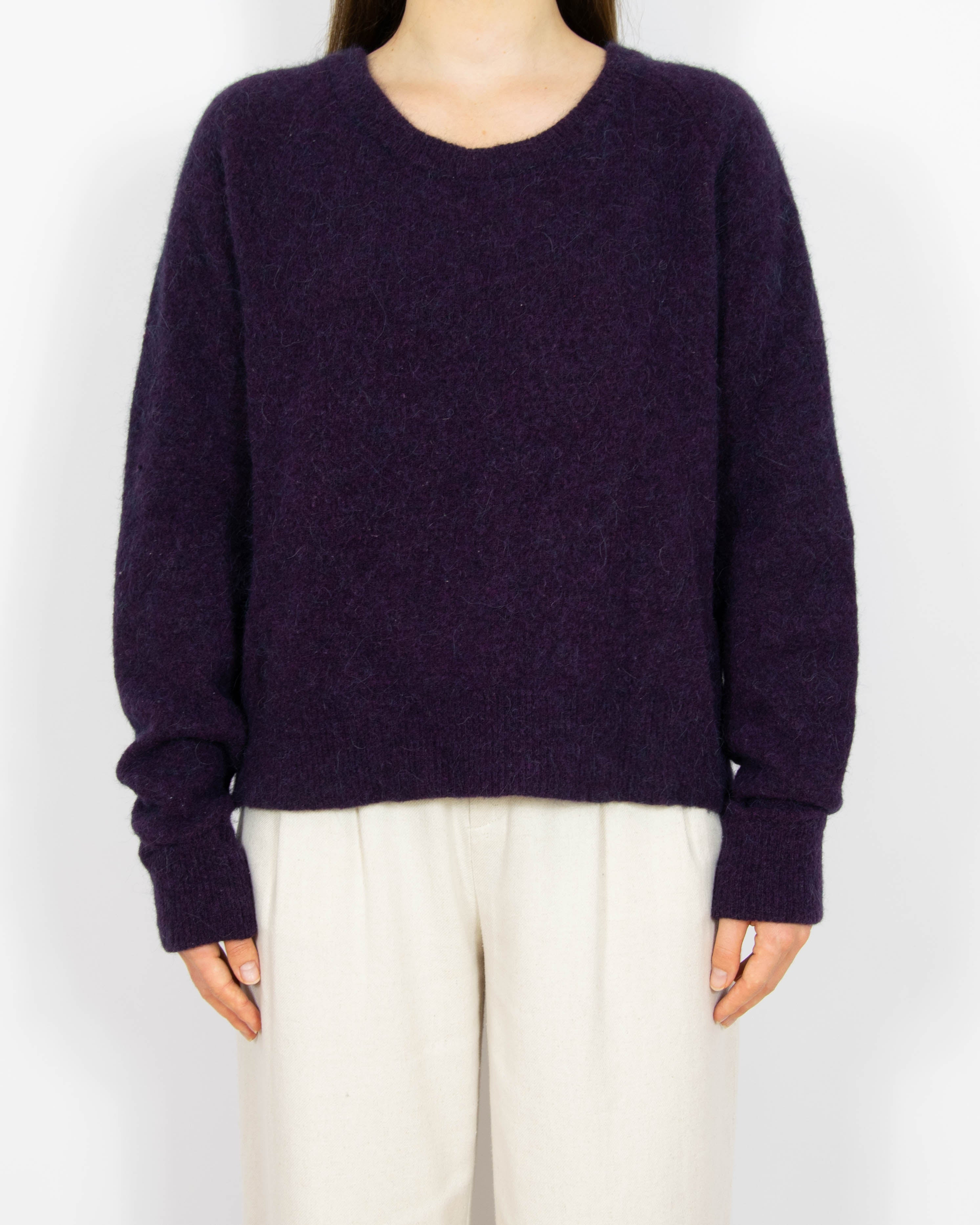 Fioletowy wełniany (alpaka + merino) sweter Samsoe Samsoe - L
