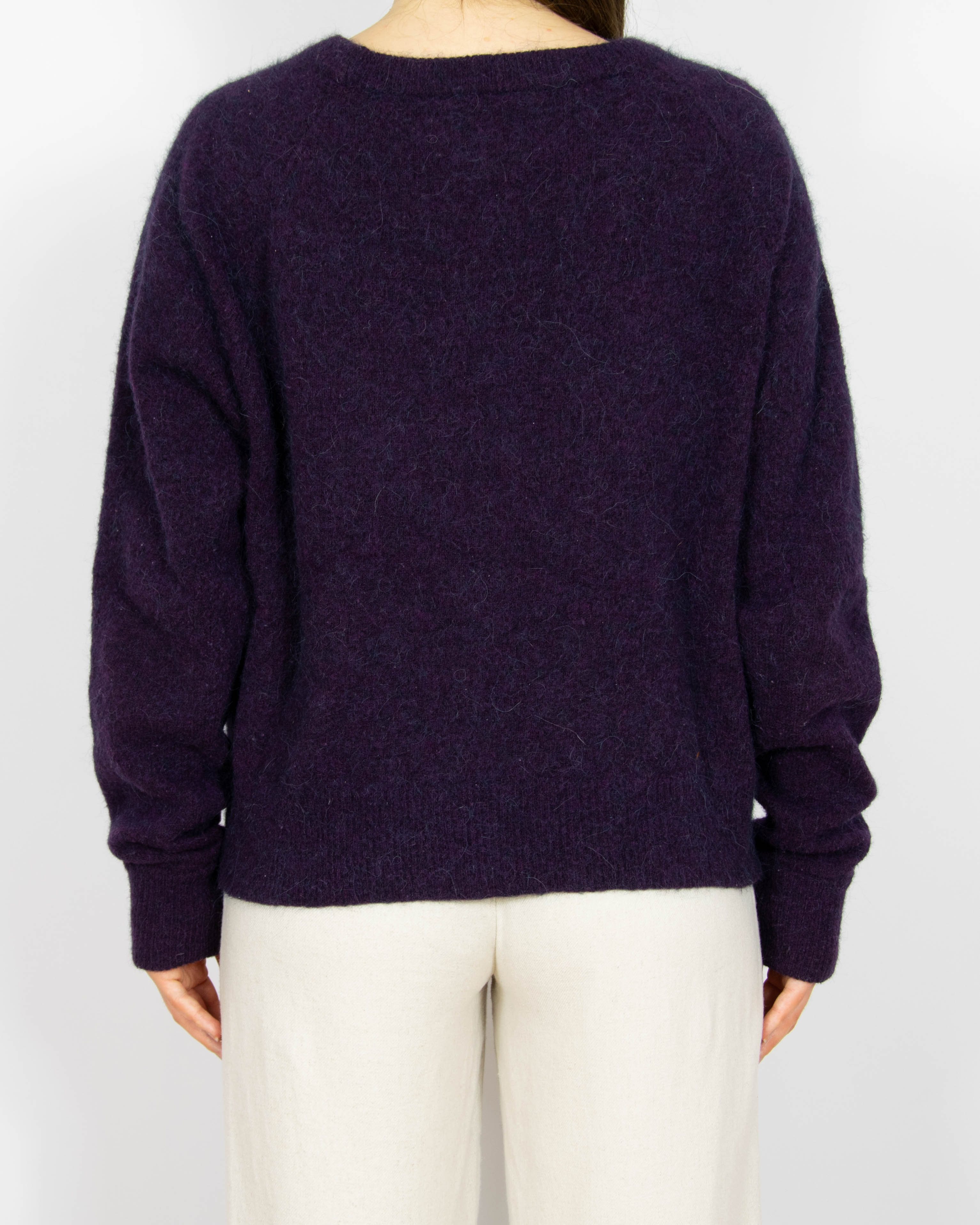 Fioletowy wełniany (alpaka + merino) sweter Samsoe Samsoe - L