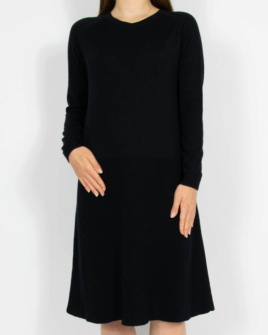 Ciemnogranatowa wełniana (merino) sukienka COS - S/M