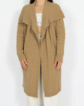 Beżowy wełniany długi kardigan cable knit z kaszmirem Ralph Lauren - M
