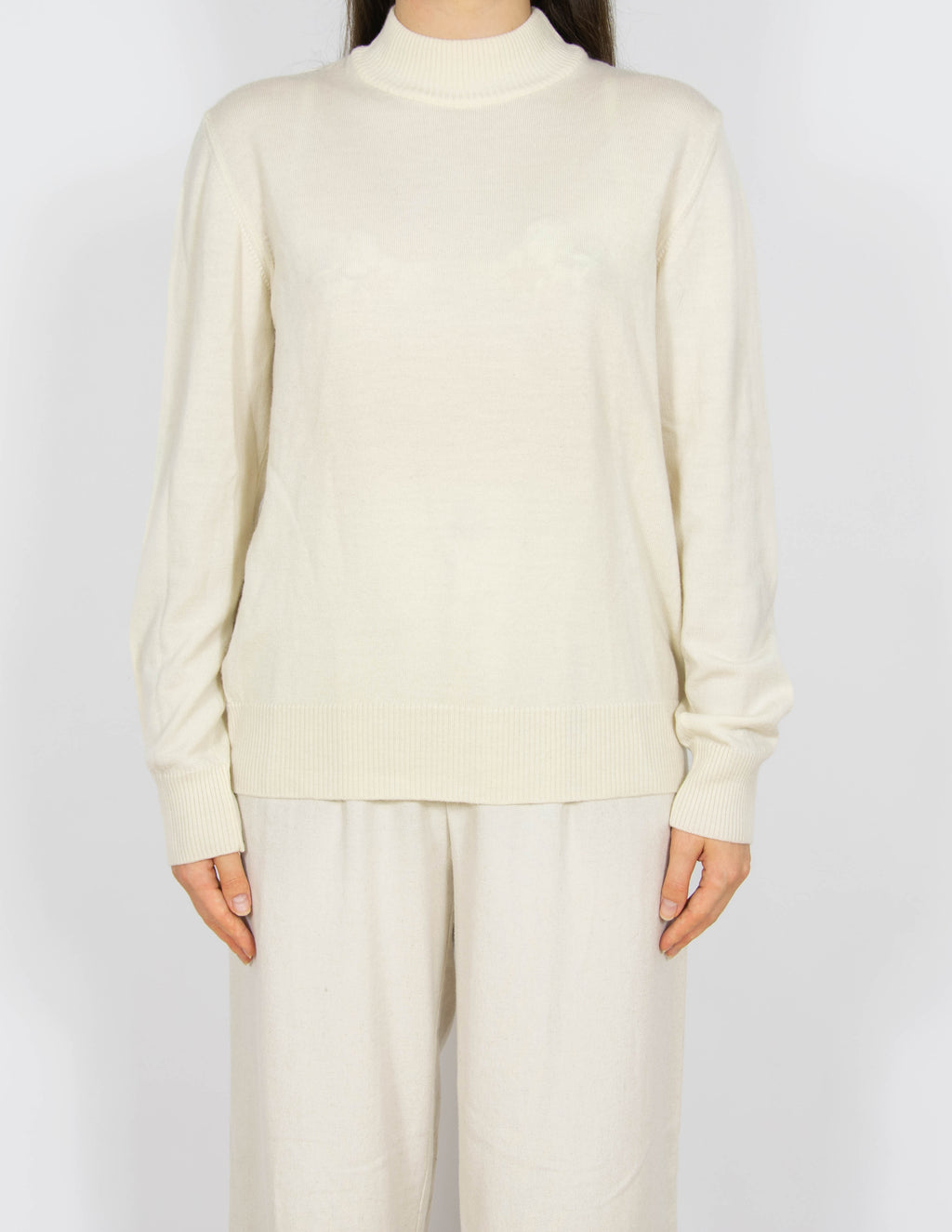 Śmietankowy wełniany (merino) sweter Milar. - L