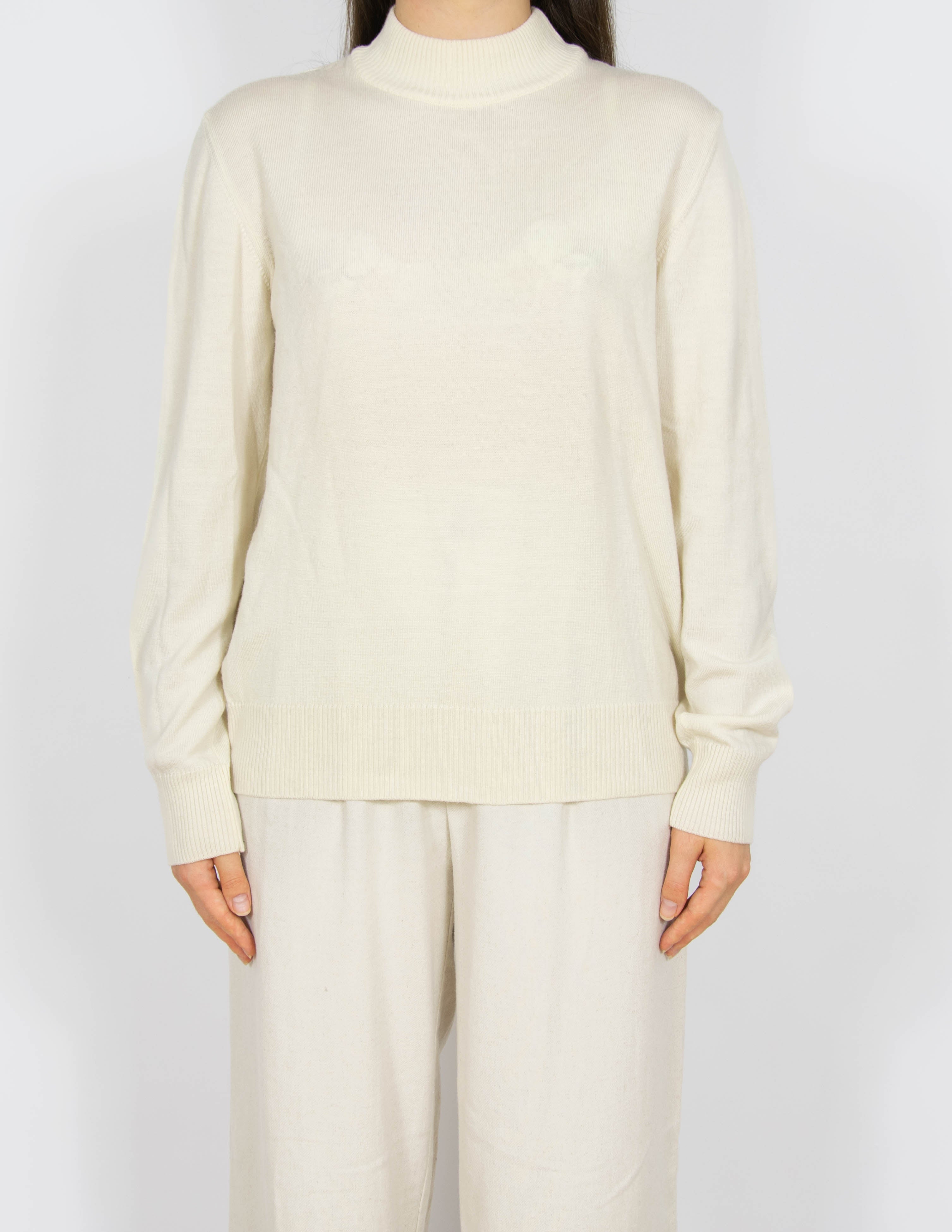 Śmietankowy wełniany (merino) sweter Milar. - L