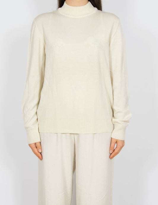 Śmietankowy wełniany (merino) sweter Milar. - L