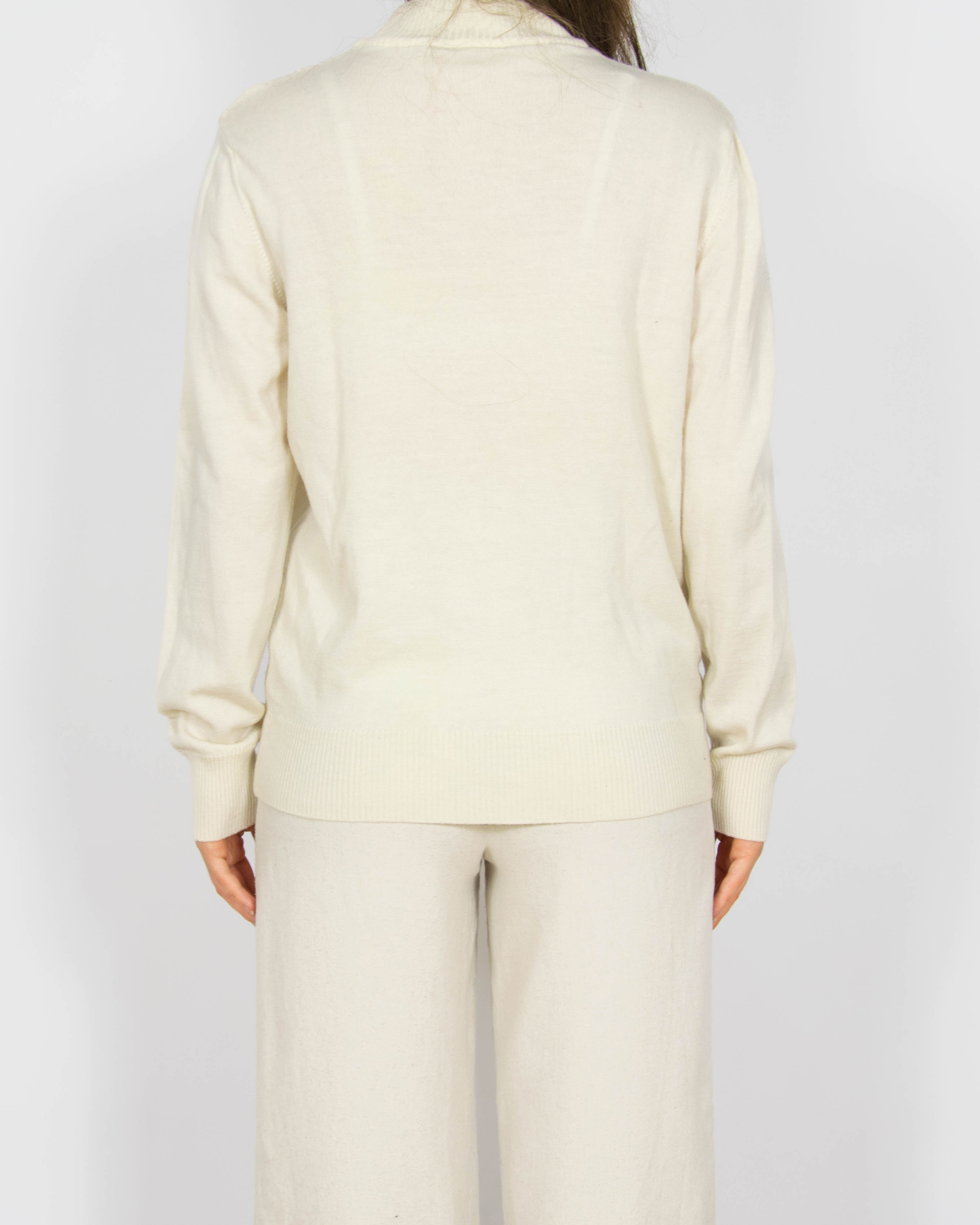 Śmietankowy wełniany (merino) sweter Milar. - L