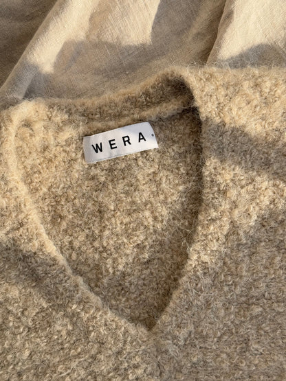 Beżowy (wełna + alpaka) sweter WERA - S/M