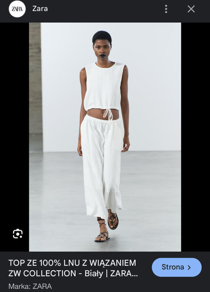 Nowy biały lniany top Zara (ZW COLLECTION) - M