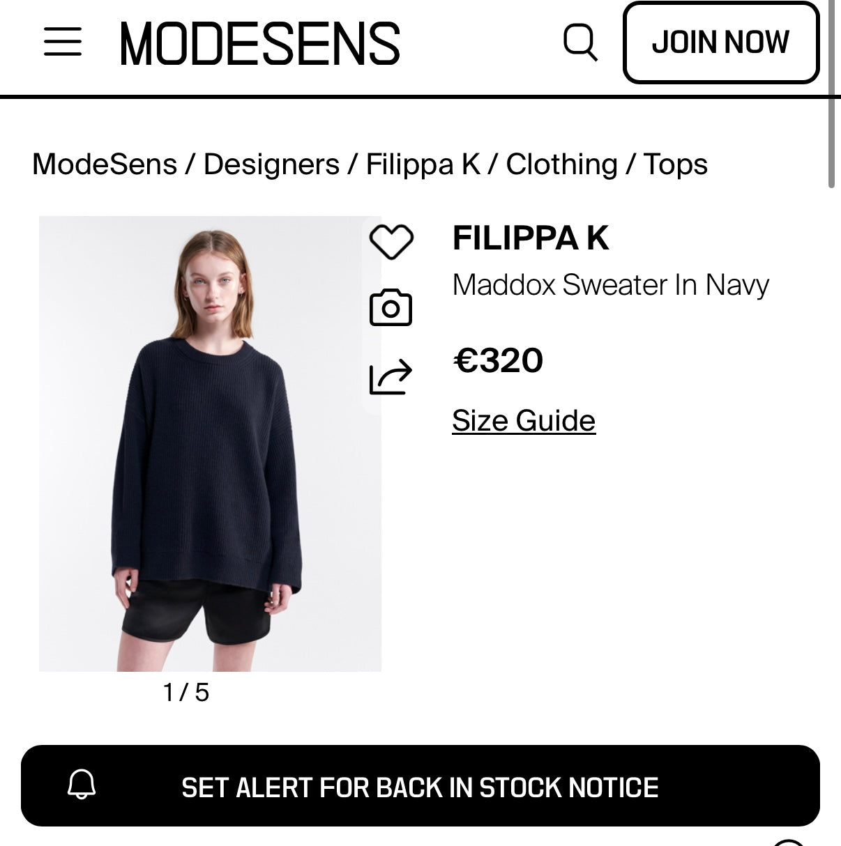 Ciemnogranatowy (merino + kaszmir) sweter FILIPPA K - XL