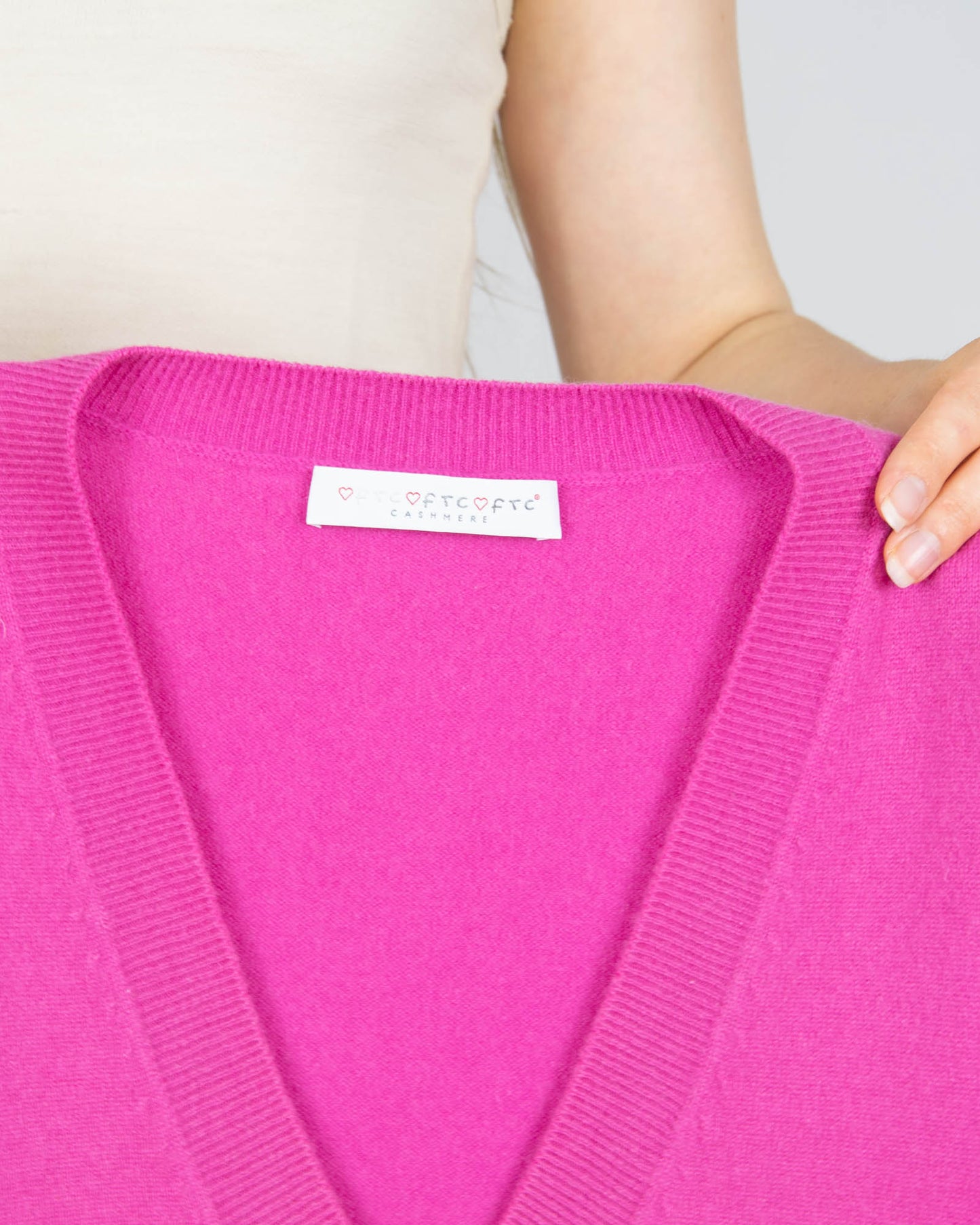 Różowa kaszmirowa kamizelka FTC Cashmere - S