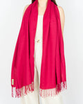 Fuksjowy kaszmirowy szal z jedwabiem Pashmina 185x77