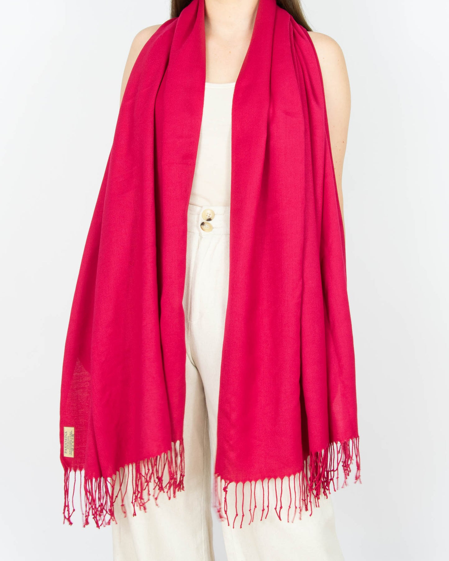 Fuksjowy kaszmirowy szal z jedwabiem Pashmina 185x77