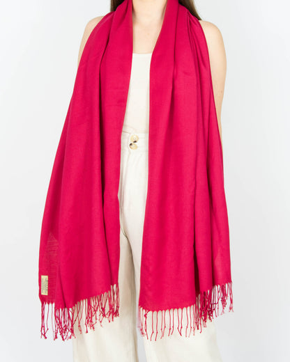 Fuksjowy kaszmirowy szal z jedwabiem Pashmina 185x77