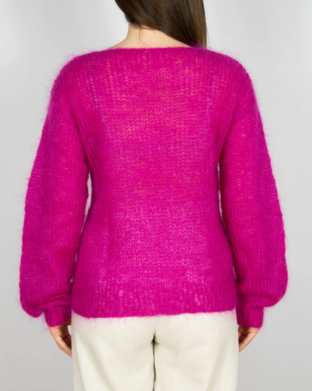 Fuksjowy moherowy sweter Handmade - M