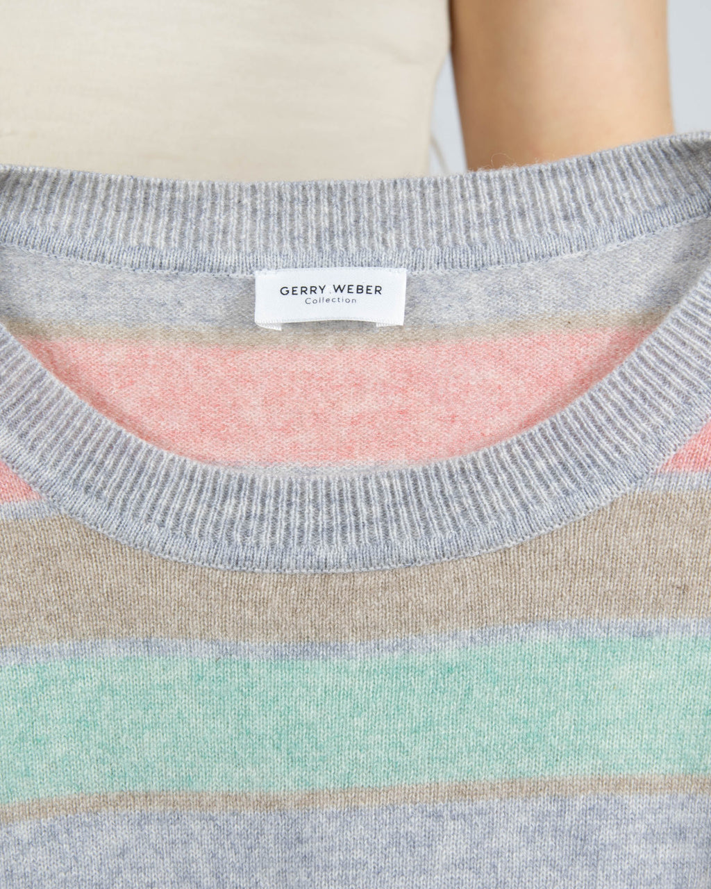Pastelowy kaszmirowy sweter w paski Gerry Weber - L