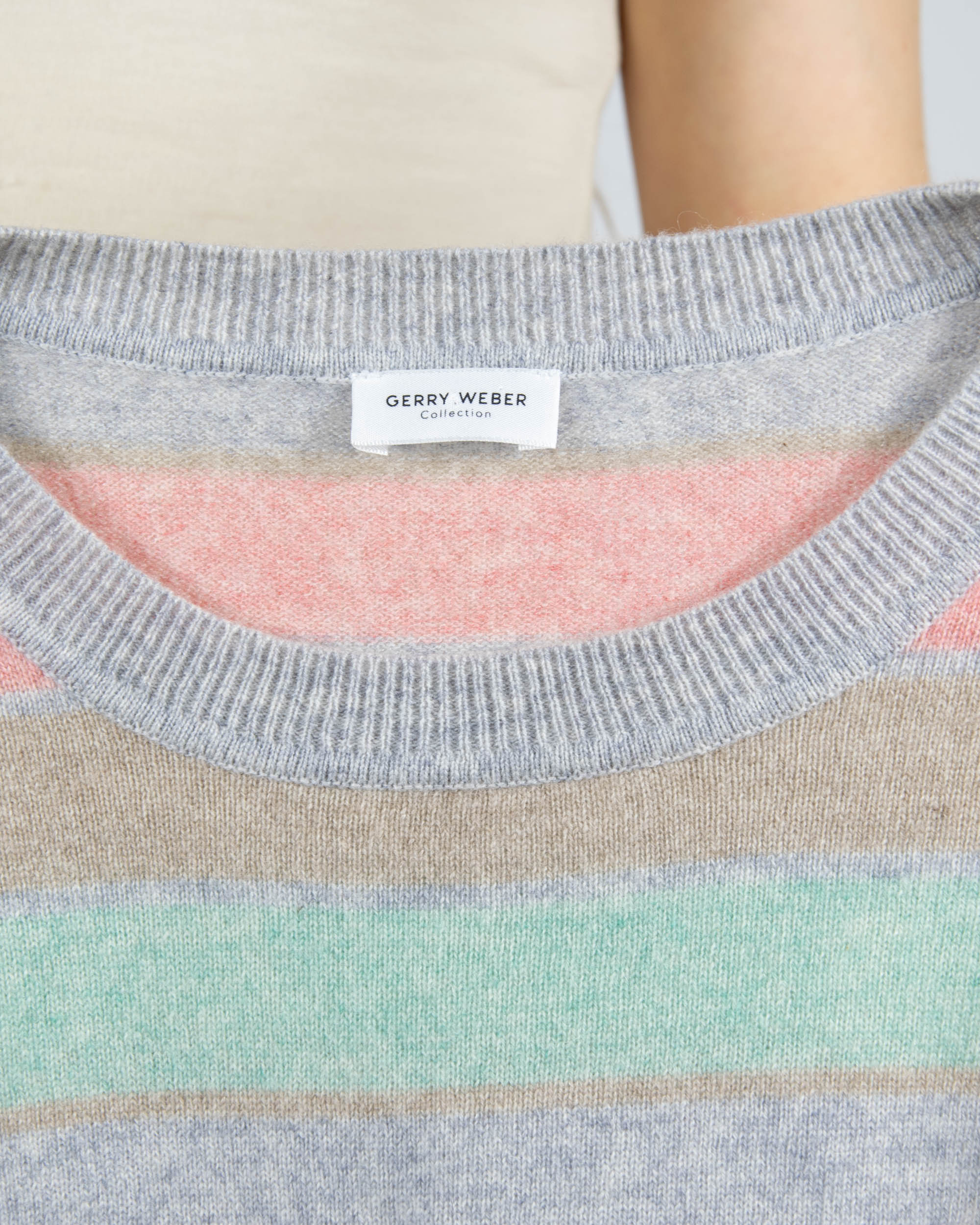 Pastelowy kaszmirowy sweter w paski Gerry Weber - L