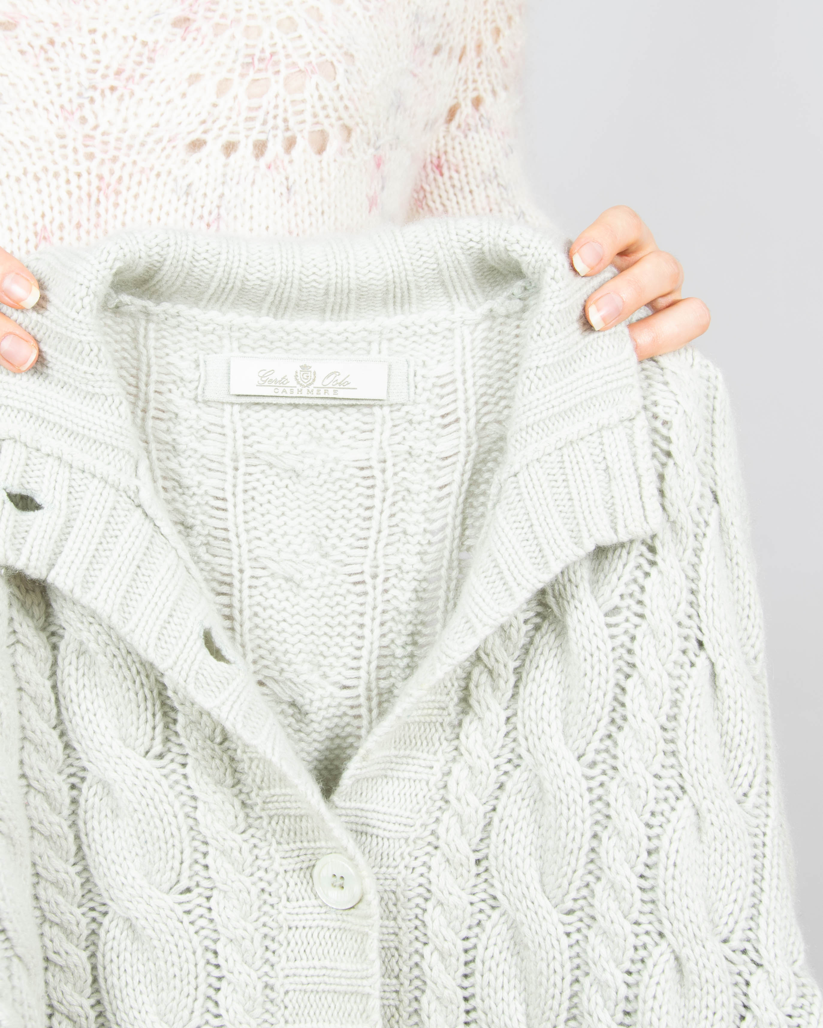 Szary gruby kaszmirowy karigan Gerts Oslo Cashmere - S