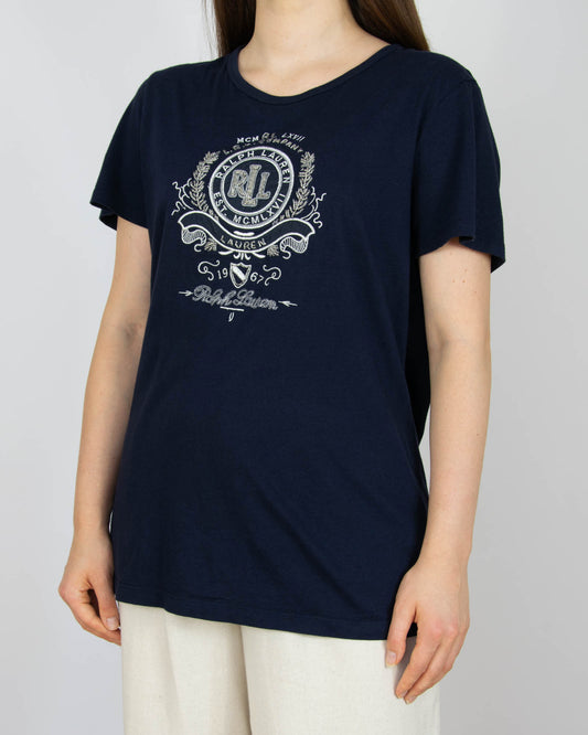 Granatowa bawełniana koszulka Ralph Lauren