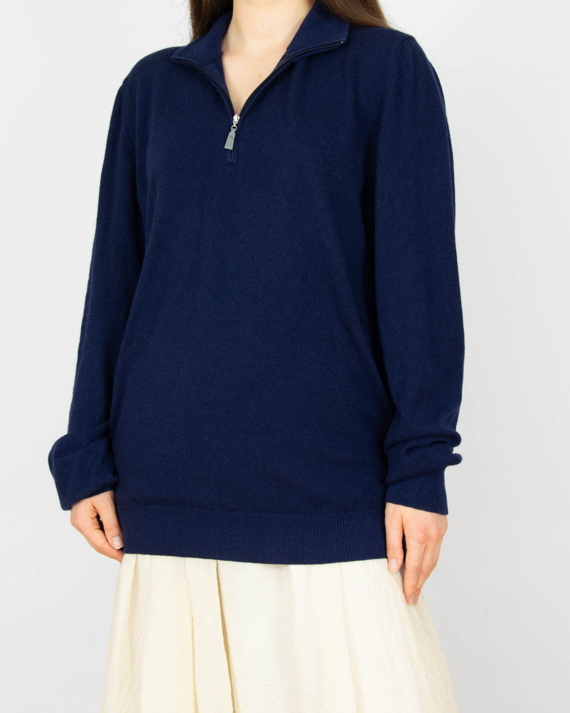 Granatowy kaszmirowy sweter GRAN SASSO - L/XL