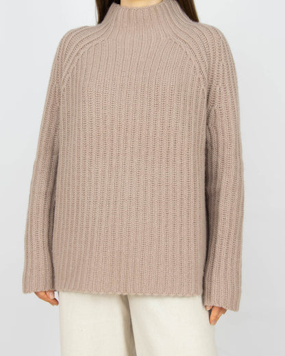 Beżowy gruby kaszmirowy sweter FTC Cashmere - M