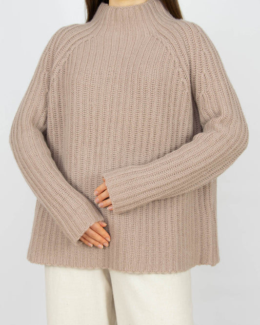 Beżowy gruby kaszmirowy sweter FTC Cashmere