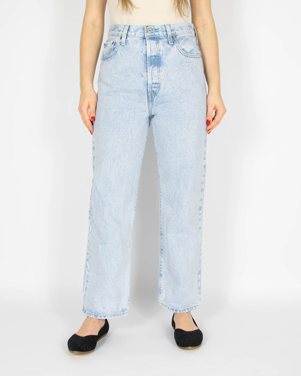 Jasnoniebiskie jeansy Levi's Ribcage Straight Ankle - W28 L27