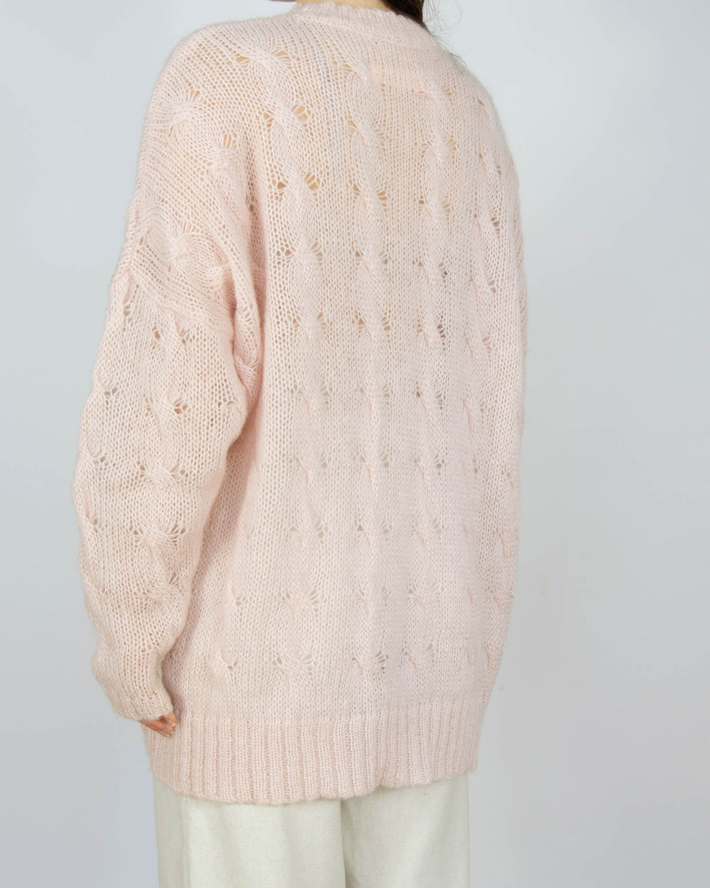 Pudrowy różowy (kid moher + wełna) sweter CUSTOMMADE - S/M