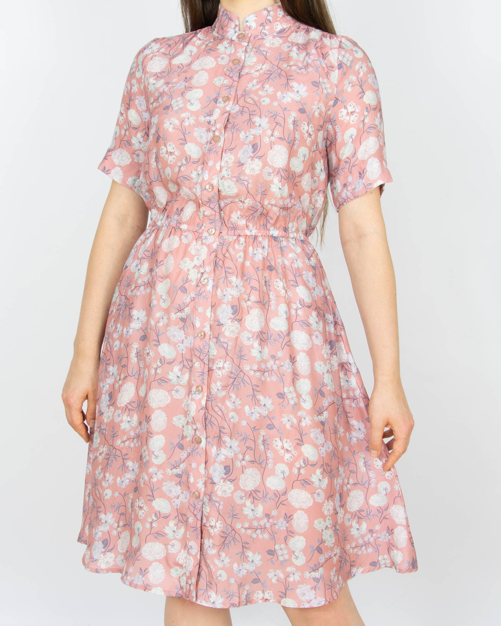 Różowa jedwabna sukienka w kwiaty ANINE BING