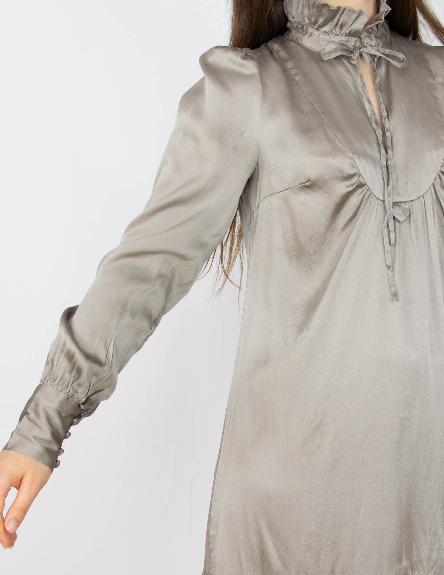 Szara jedwabna sukienka BY GROTH - XS